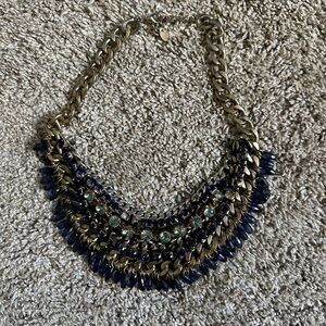 Zara Gold and Blue Layered Statement Necklace